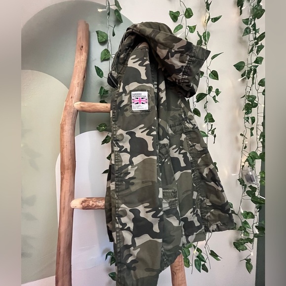 SUPERDRY THE ROOKIE MILITARY JACKET PARKA CAMOUFLAGE ADJUSTABLE GREEN XS - Picture 16 of 17
